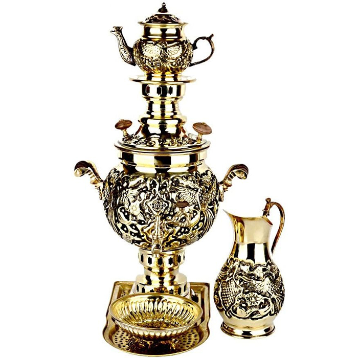 سماور زغالی 6 لیتری راشا مدل گل مرغ سماور زغالی 6 لیتری راشا مدل گل مرغ